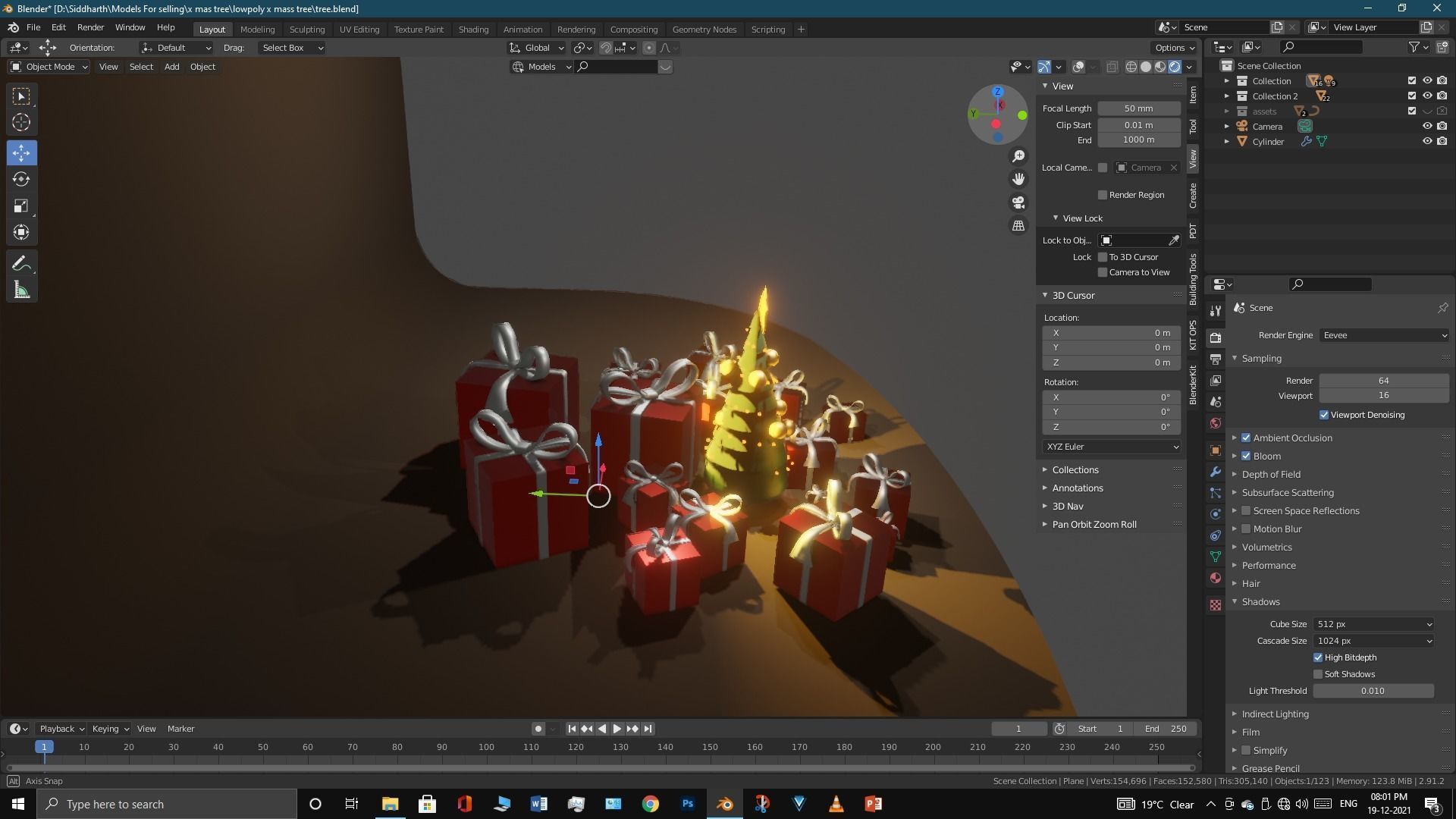 Lowpoly Xmas tree Low-poly 3D model_4