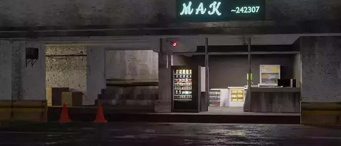 Cinematic Street Low-poly 3D model