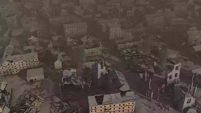Battlefield abandoned city ruins of world war ii battle 3D model