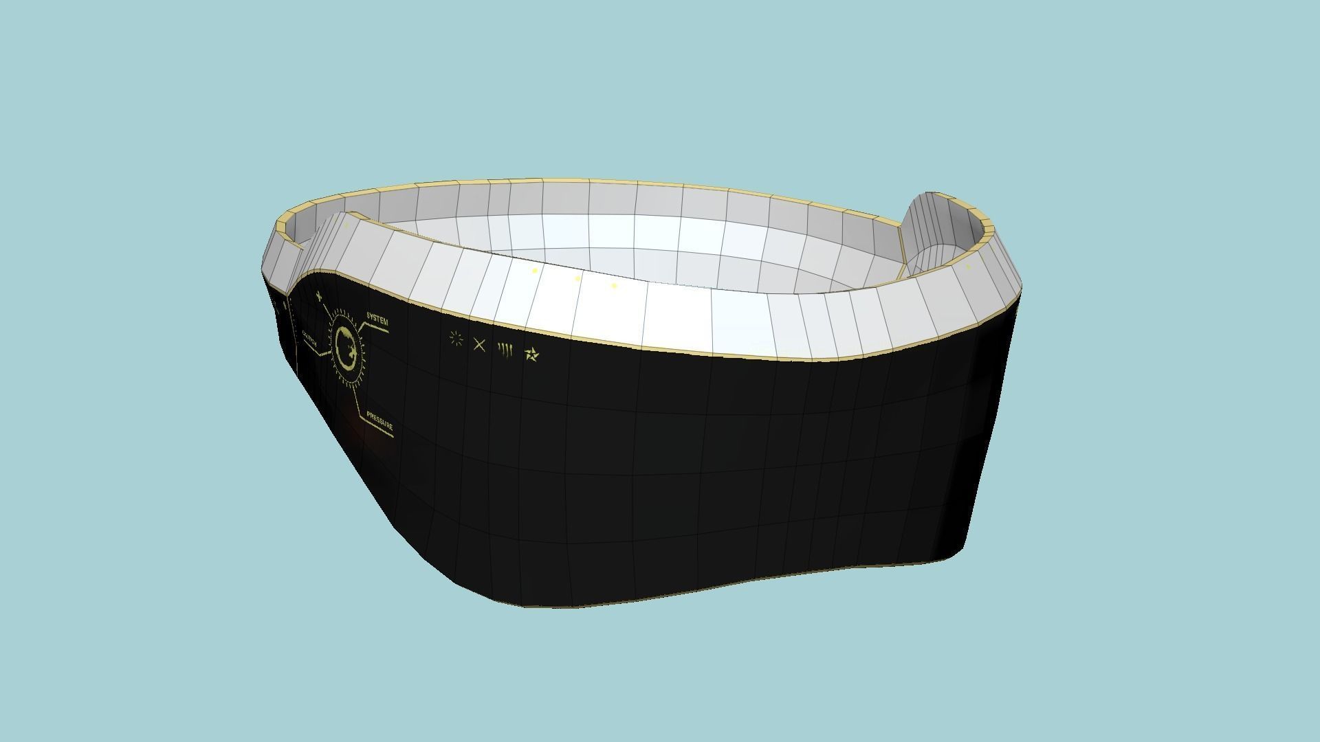 SciFi Glasses B04 White Gold - Character Design Fashion Low-poly 3D model_6