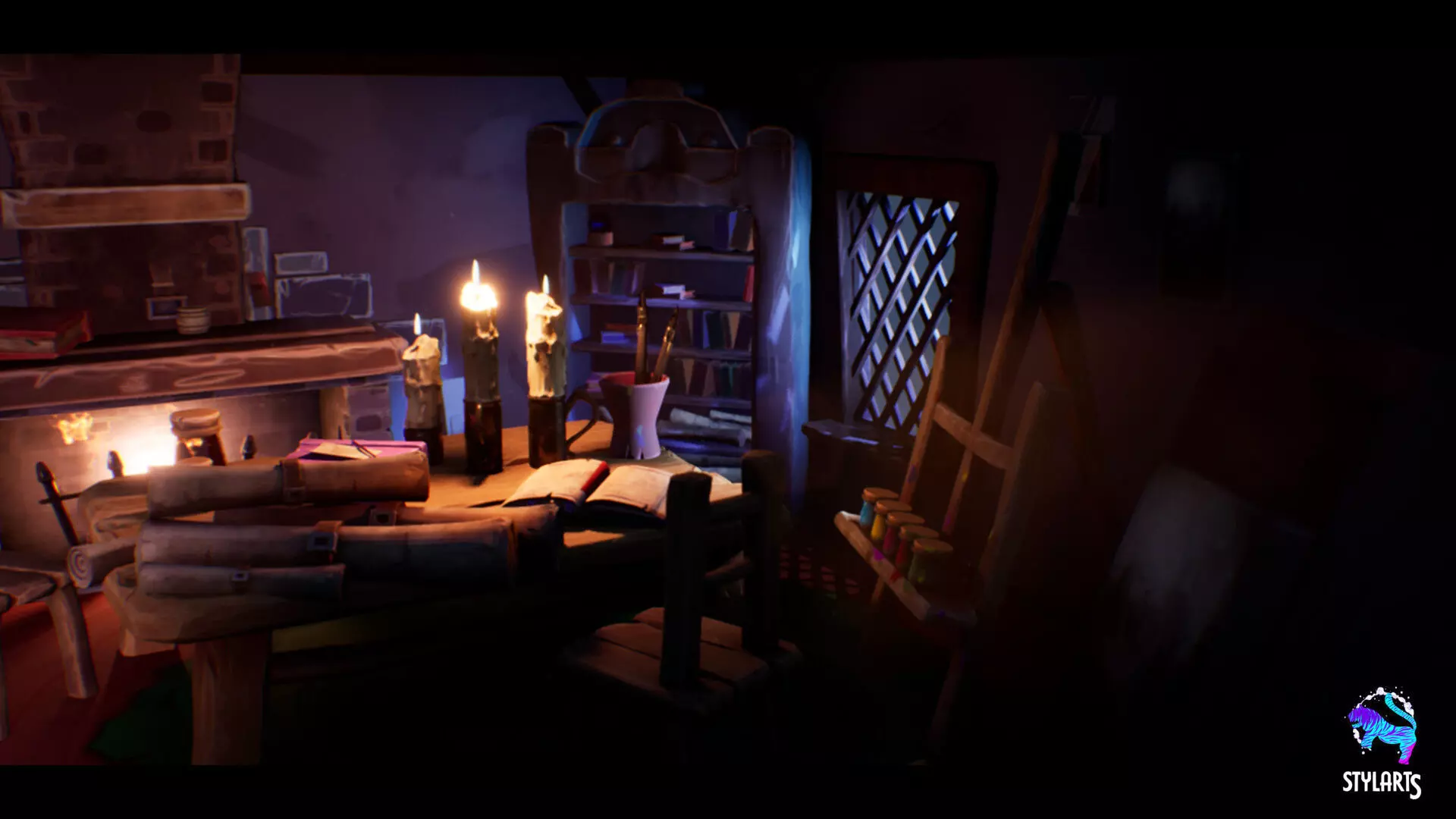 Stylized Wizard Room Low-poly 3D model_0