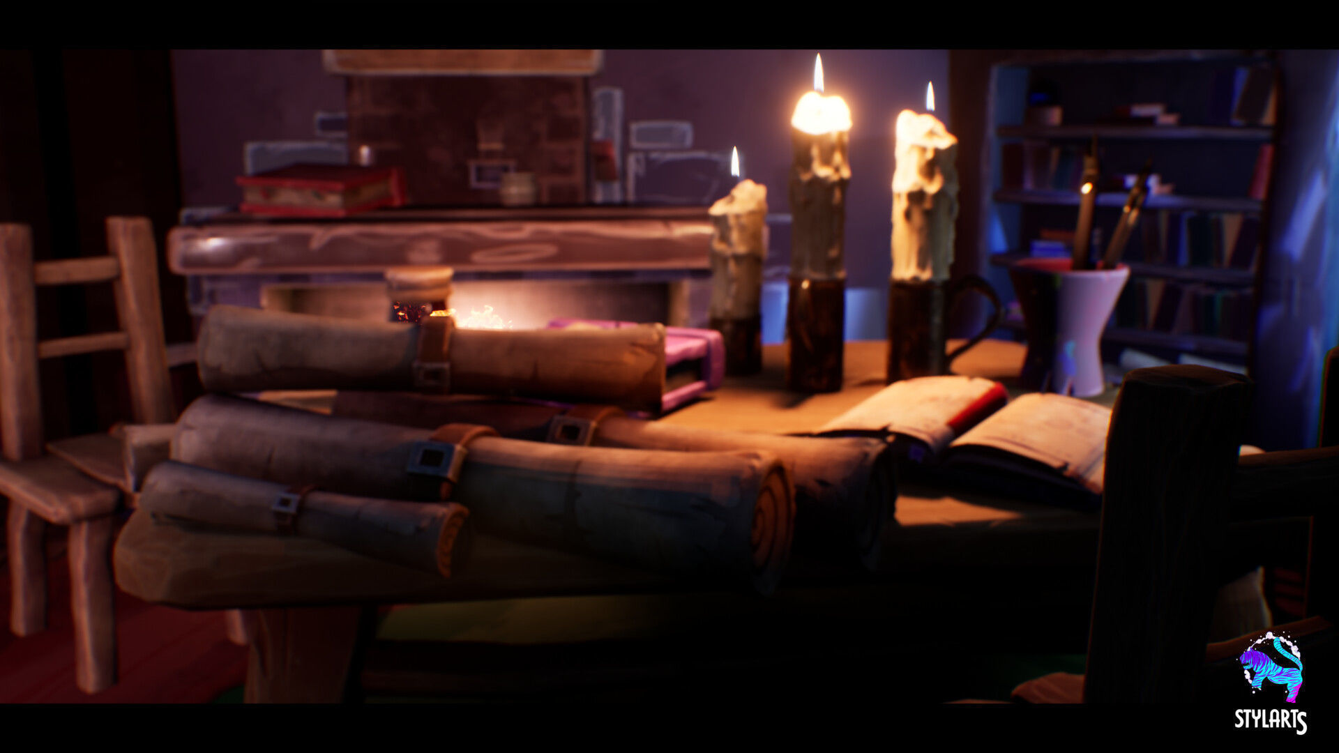 Stylized Wizard Room Low-poly 3D model_2