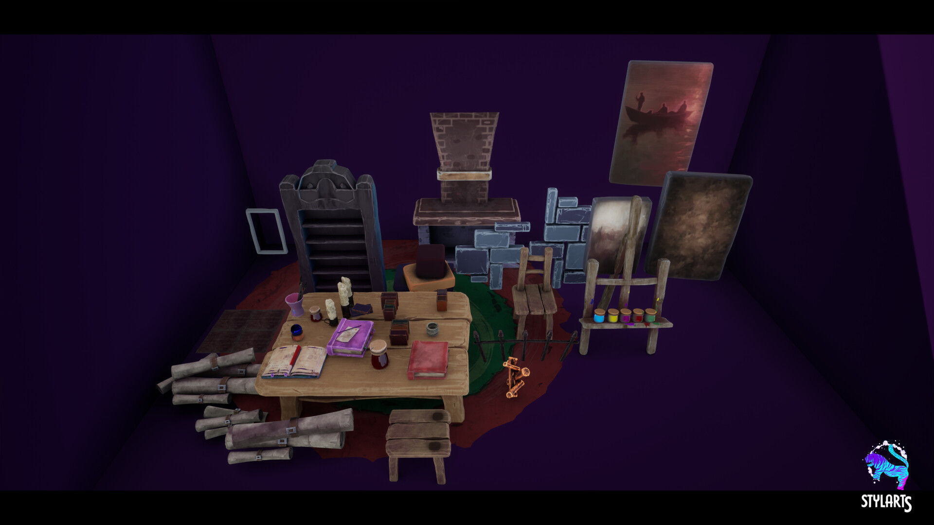 Stylized Wizard Room Low-poly 3D model_6