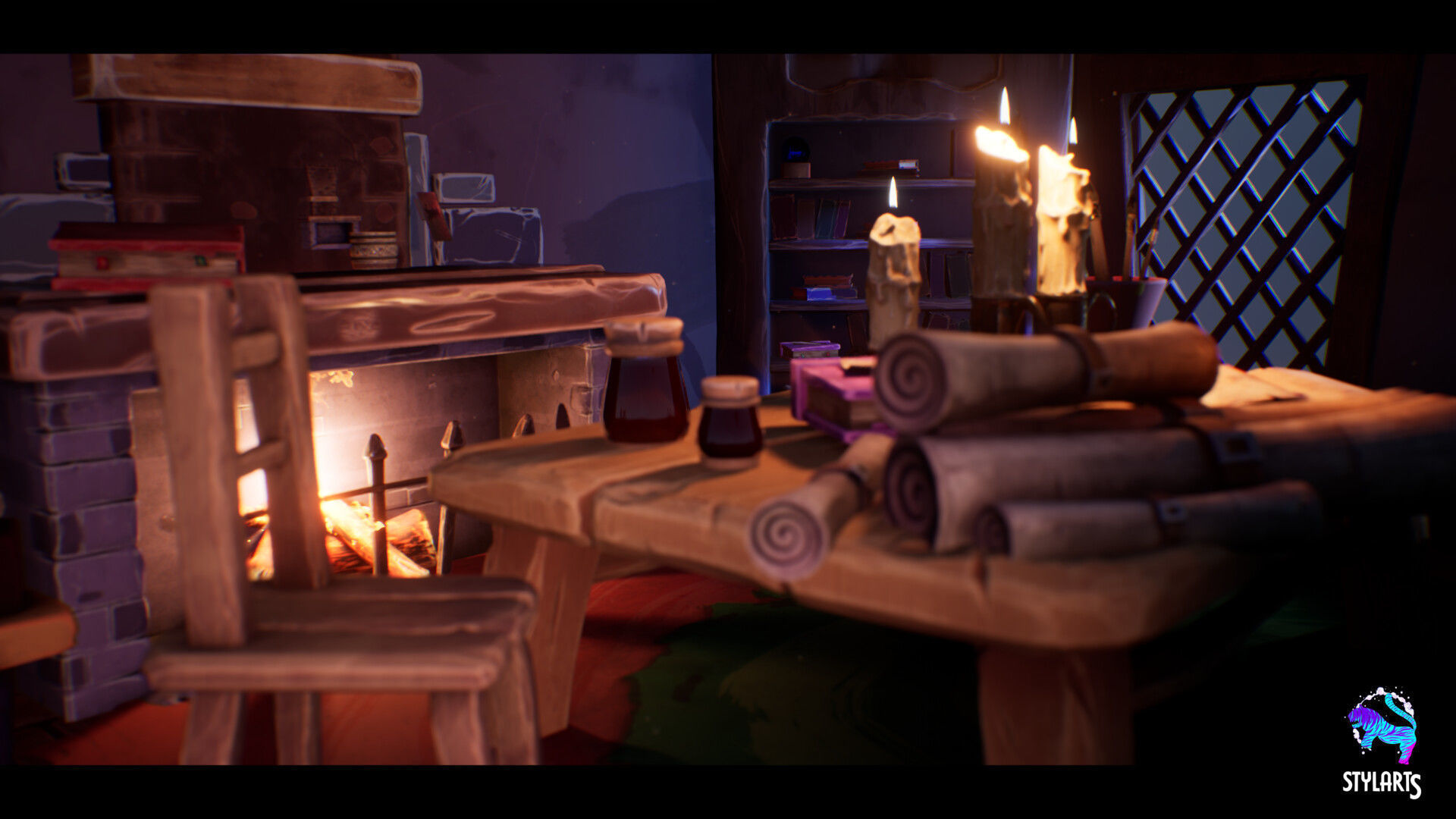 Stylized Wizard Room Low-poly 3D model_5