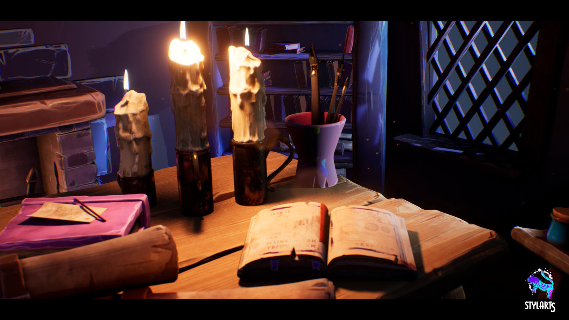 Stylized Wizard Room Low-poly 3D model_1