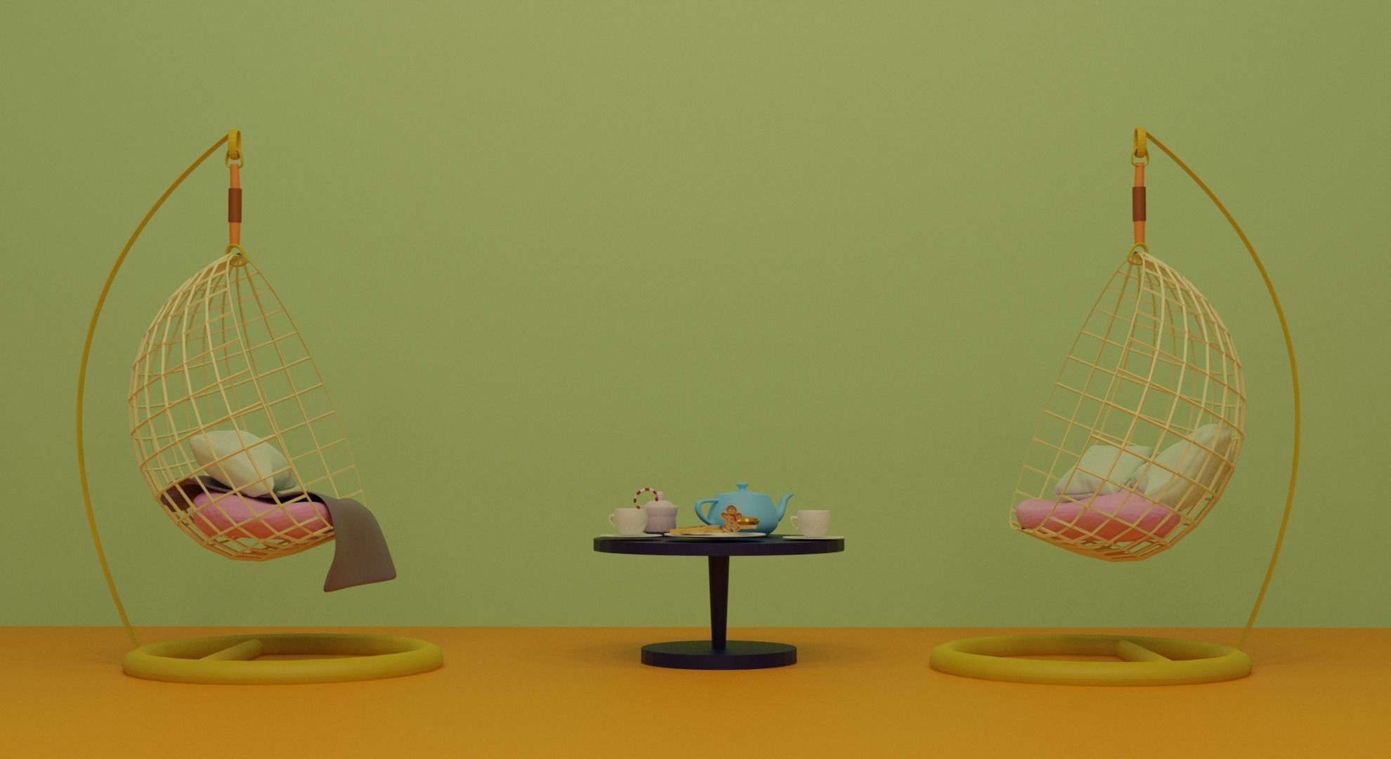 livingroom living room with hanging chairs 3D model_3