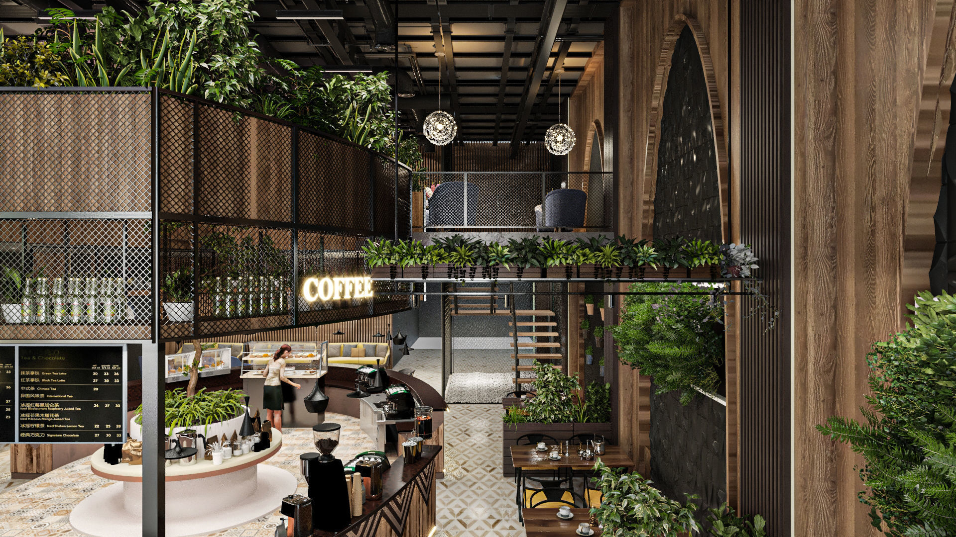 Industrial Cafe Interior Design  3D model_17