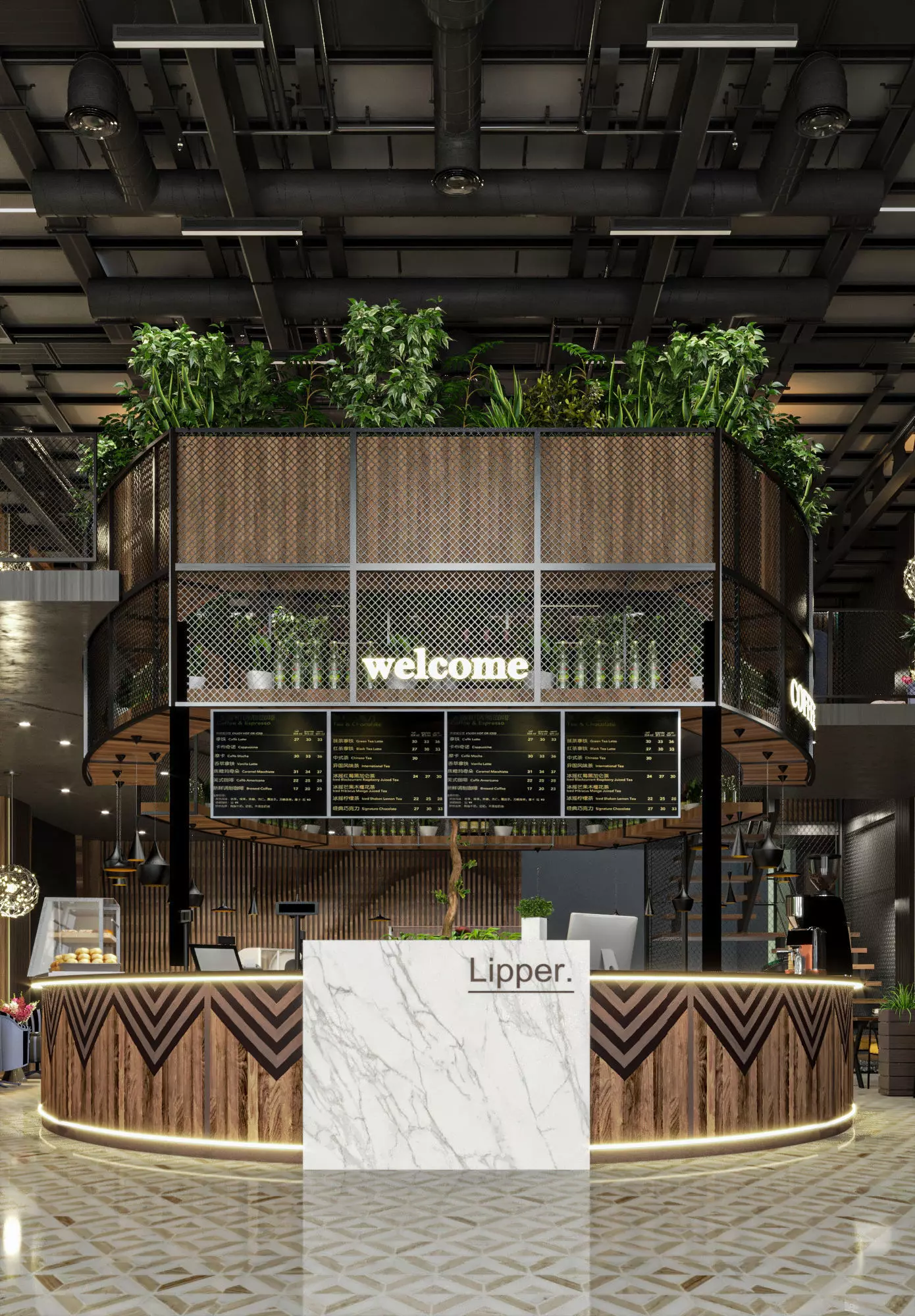 Industrial Cafe Interior Design  3D model_0