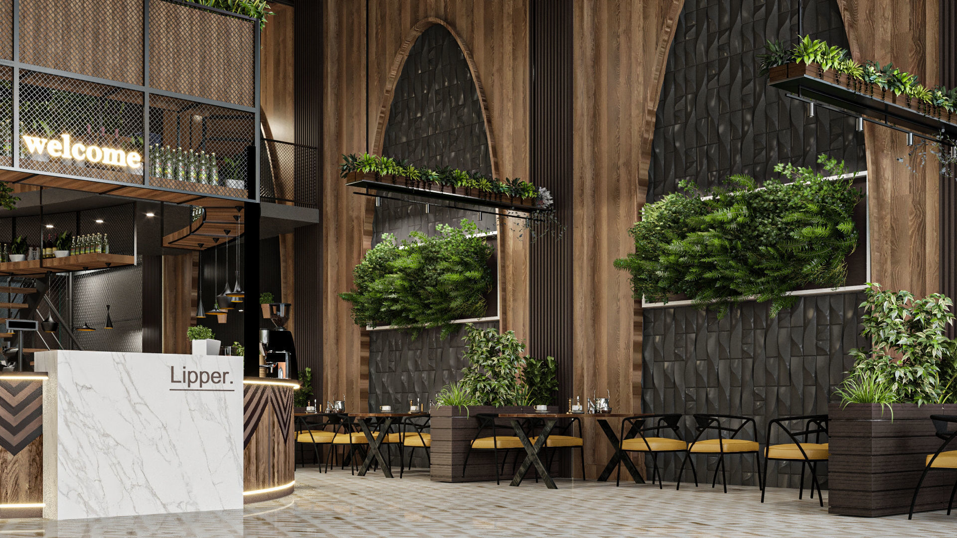 Industrial Cafe Interior Design  3D model_9