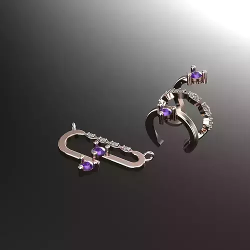 Ear Cuff Earrings  and Pendant 3D Print Model