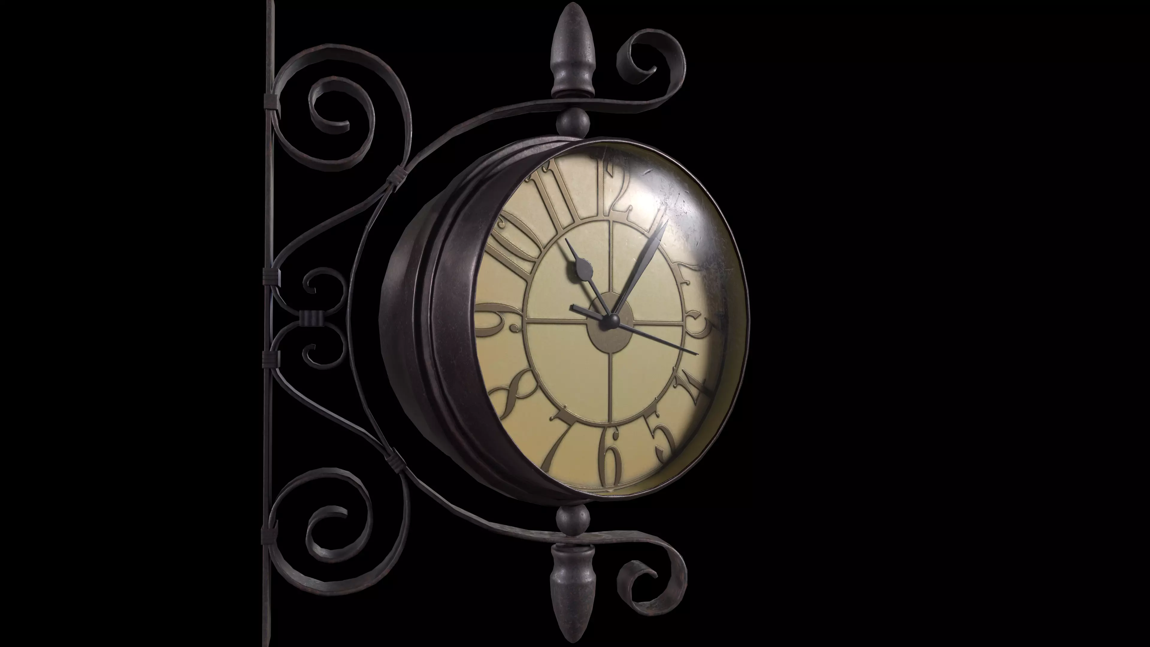 Street pendant clocks New York Low-poly 3D model