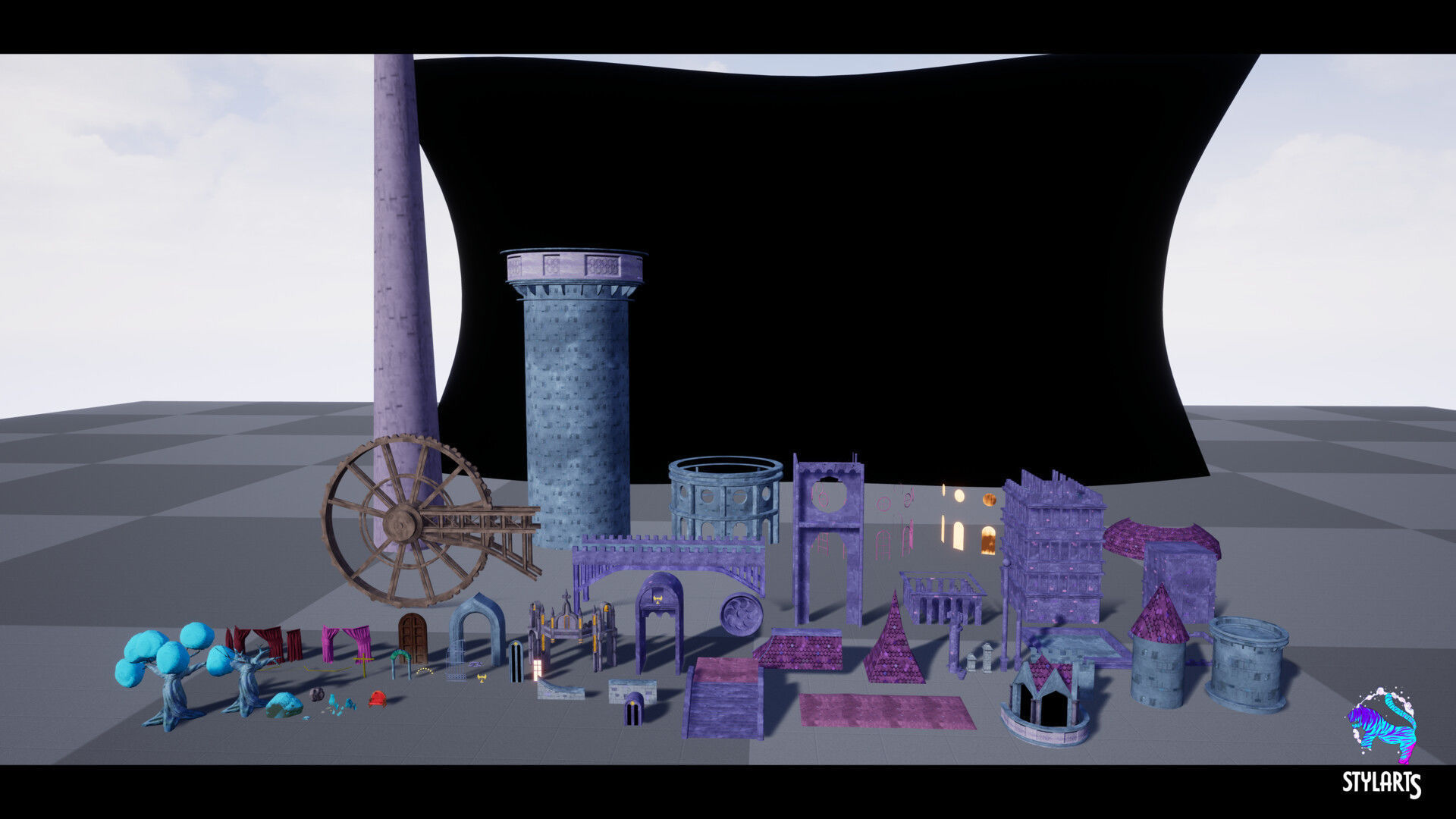 Stylized Castle Environment Low-poly 3D model_8