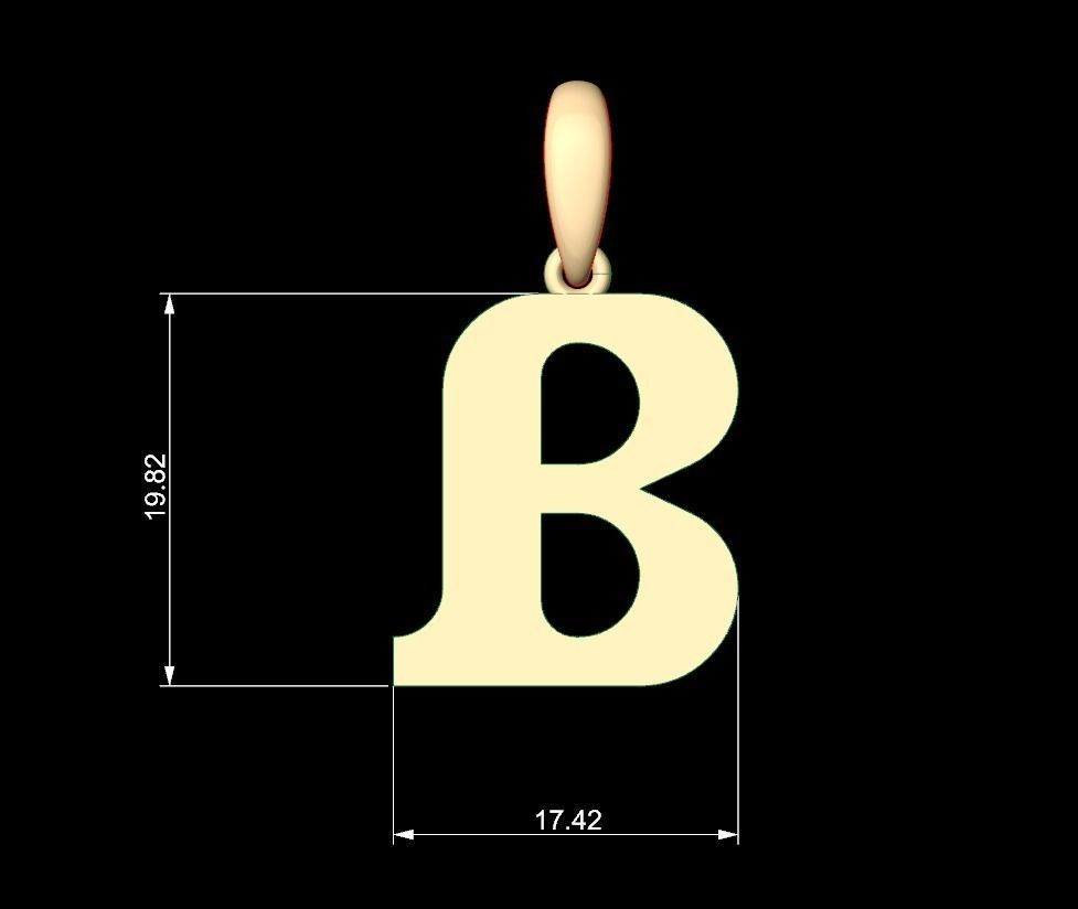 Initial Letters Pendant Cempaka Reguler B 3D print model_4