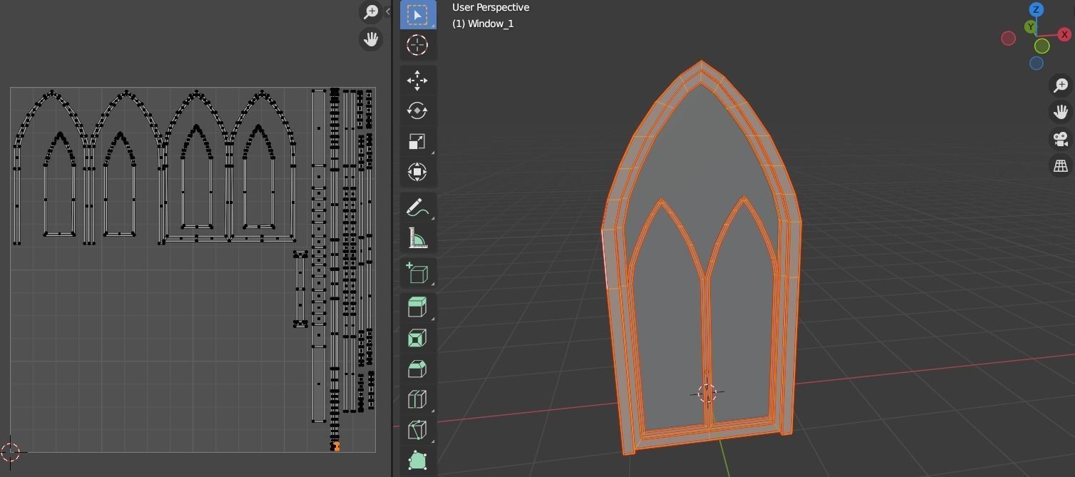 Gotic Window Set Low-poly 3D model_12