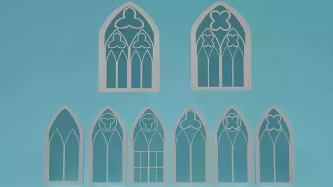 Gotic Window Set Low-poly 3D model