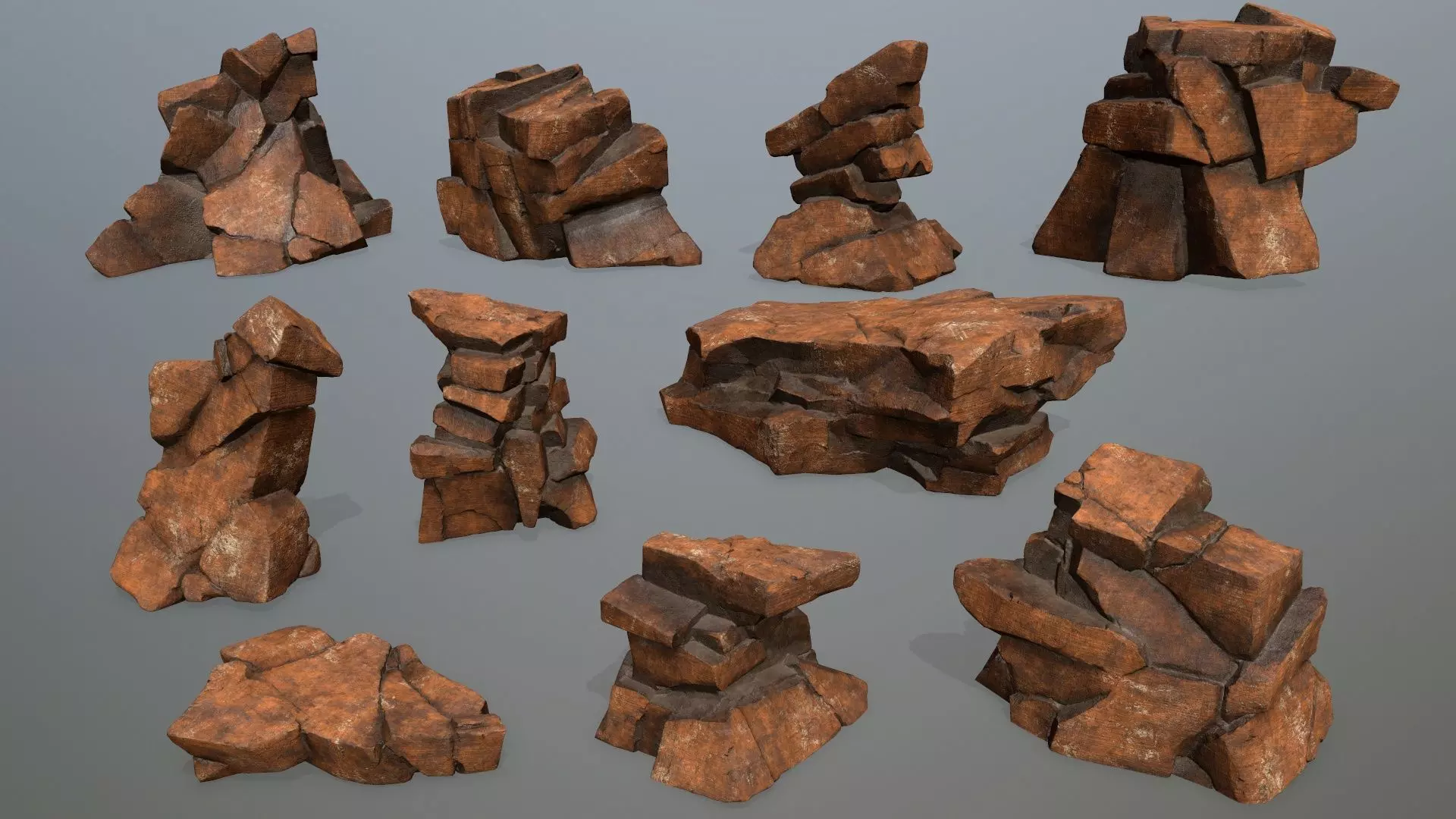 desert rocks  Low-poly 3D model_0