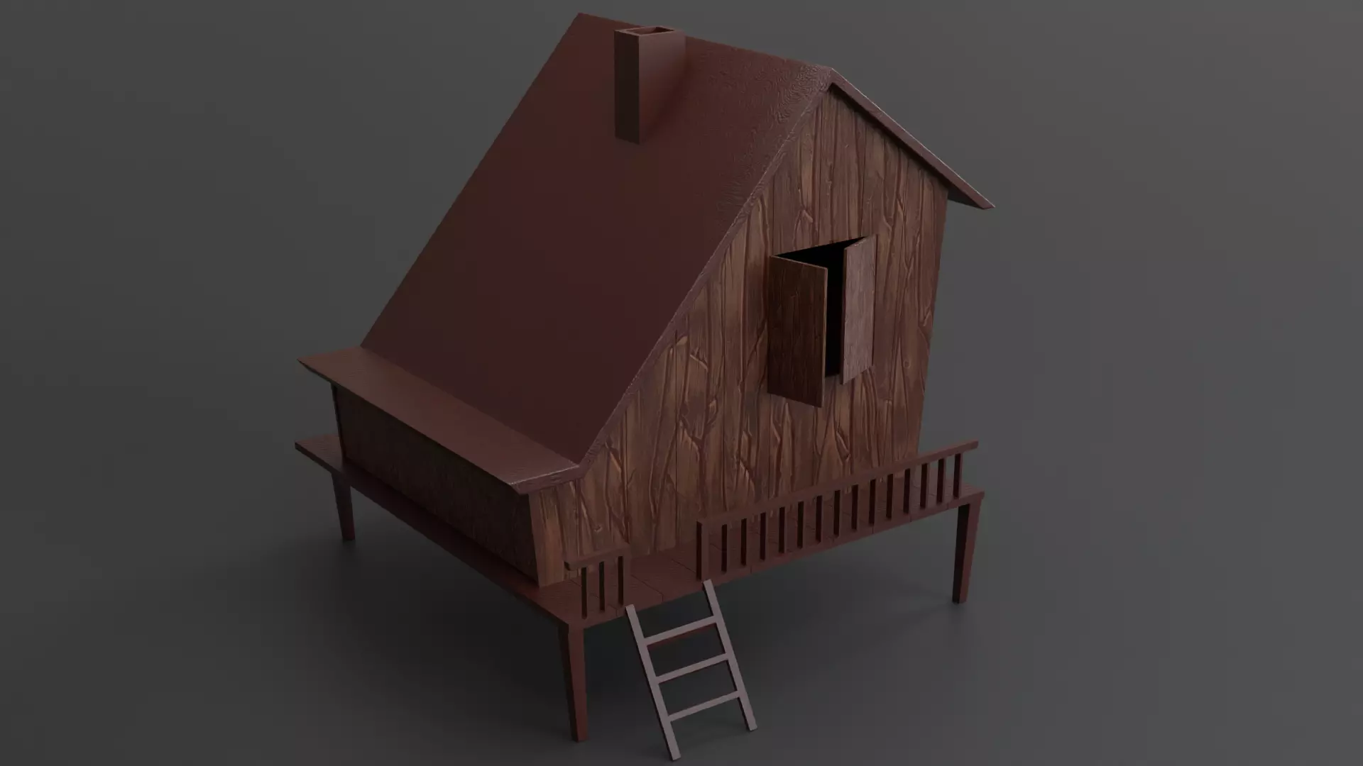 High Quality Cartoon House 3D modeling Free low-poly 3D model