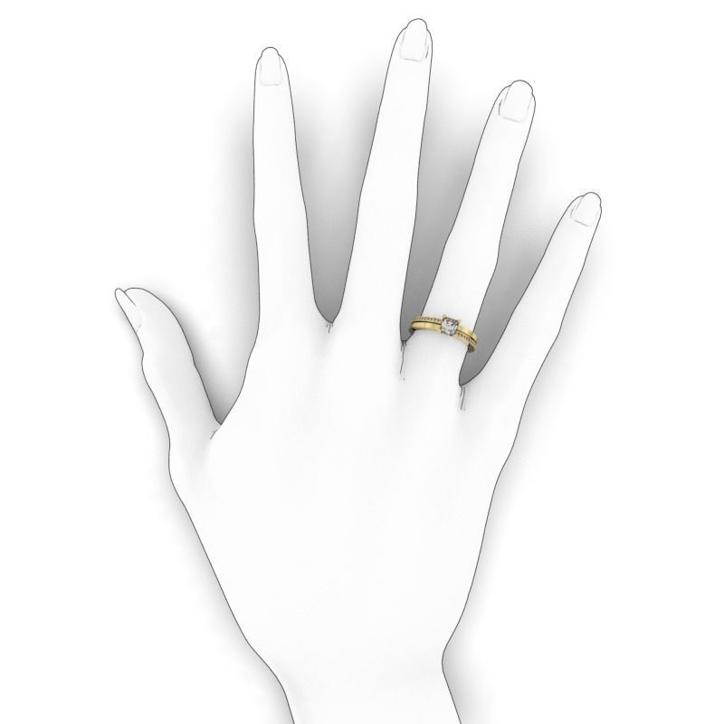 RING-296-JEWELRY gold engagement ring with princess cut diamond 3D print model_3