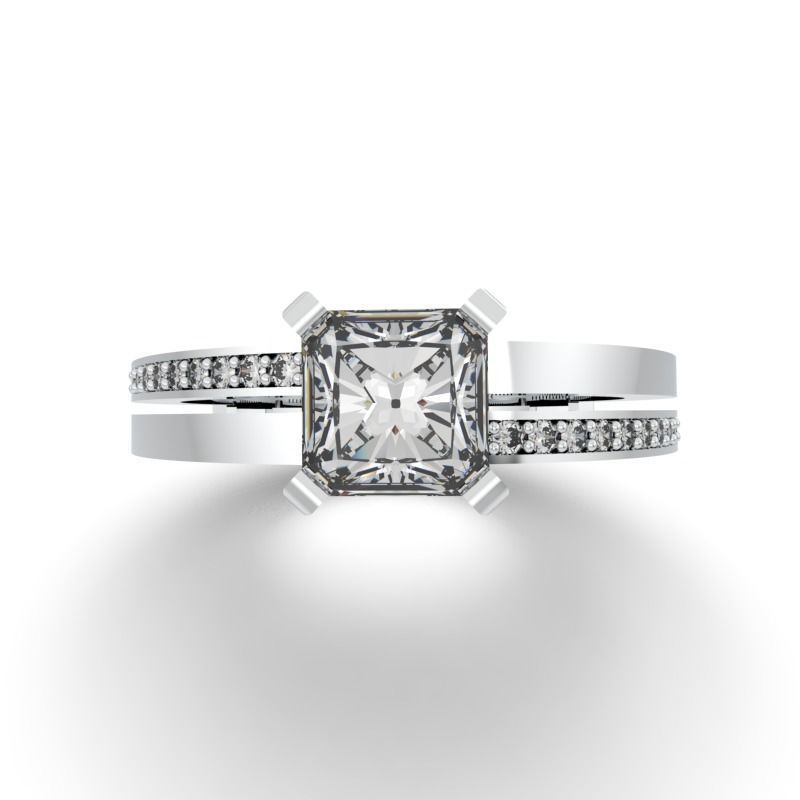 RING-296-JEWELRY gold engagement ring with princess cut diamond 3D print model_7