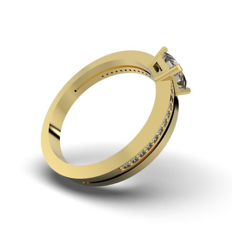 RING-296-JEWELRY gold engagement ring with princess cut diamond 3D print model_5