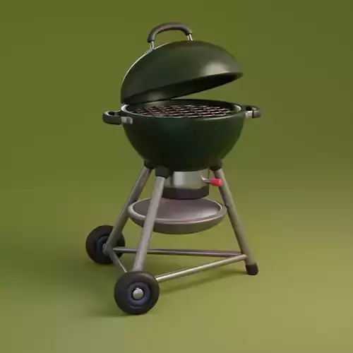 Cartoon barbecue BBQ Low-poly 3D model