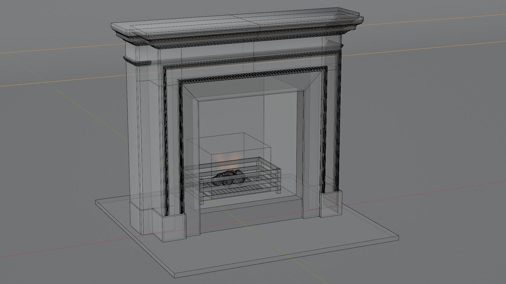 Marble Fireplace 3D model_16