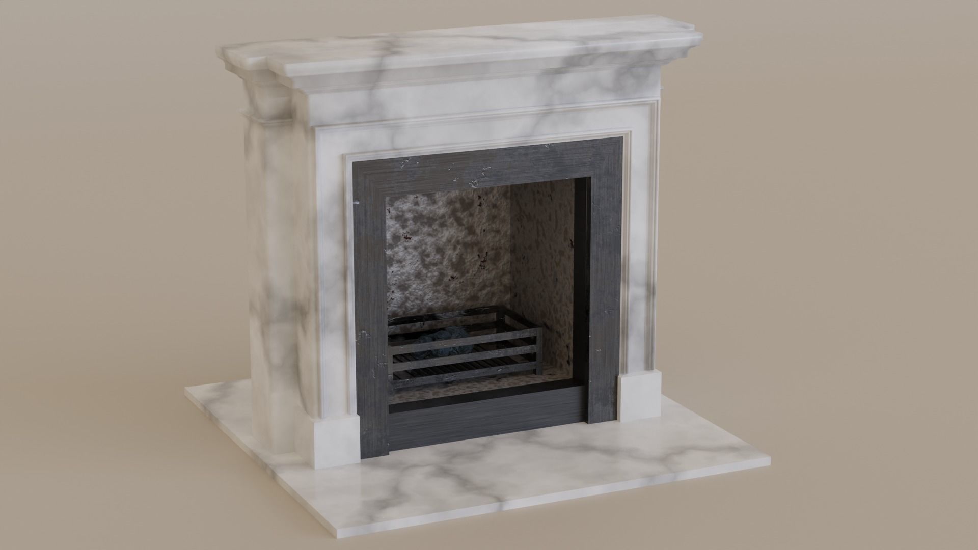 Marble Fireplace 3D model_6