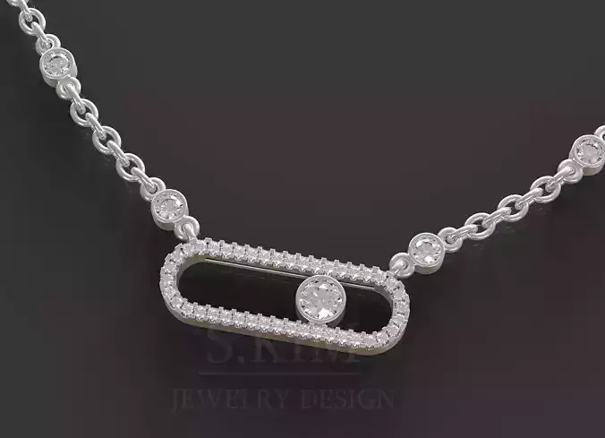 Necklace with a moving stone 3D print model