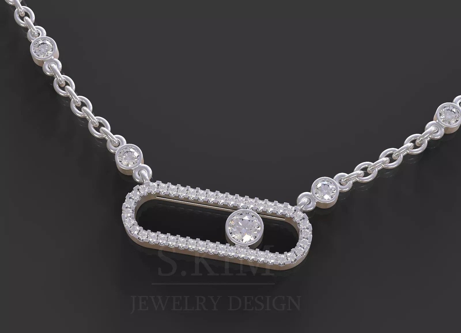 Necklace with a moving stone 3D print model