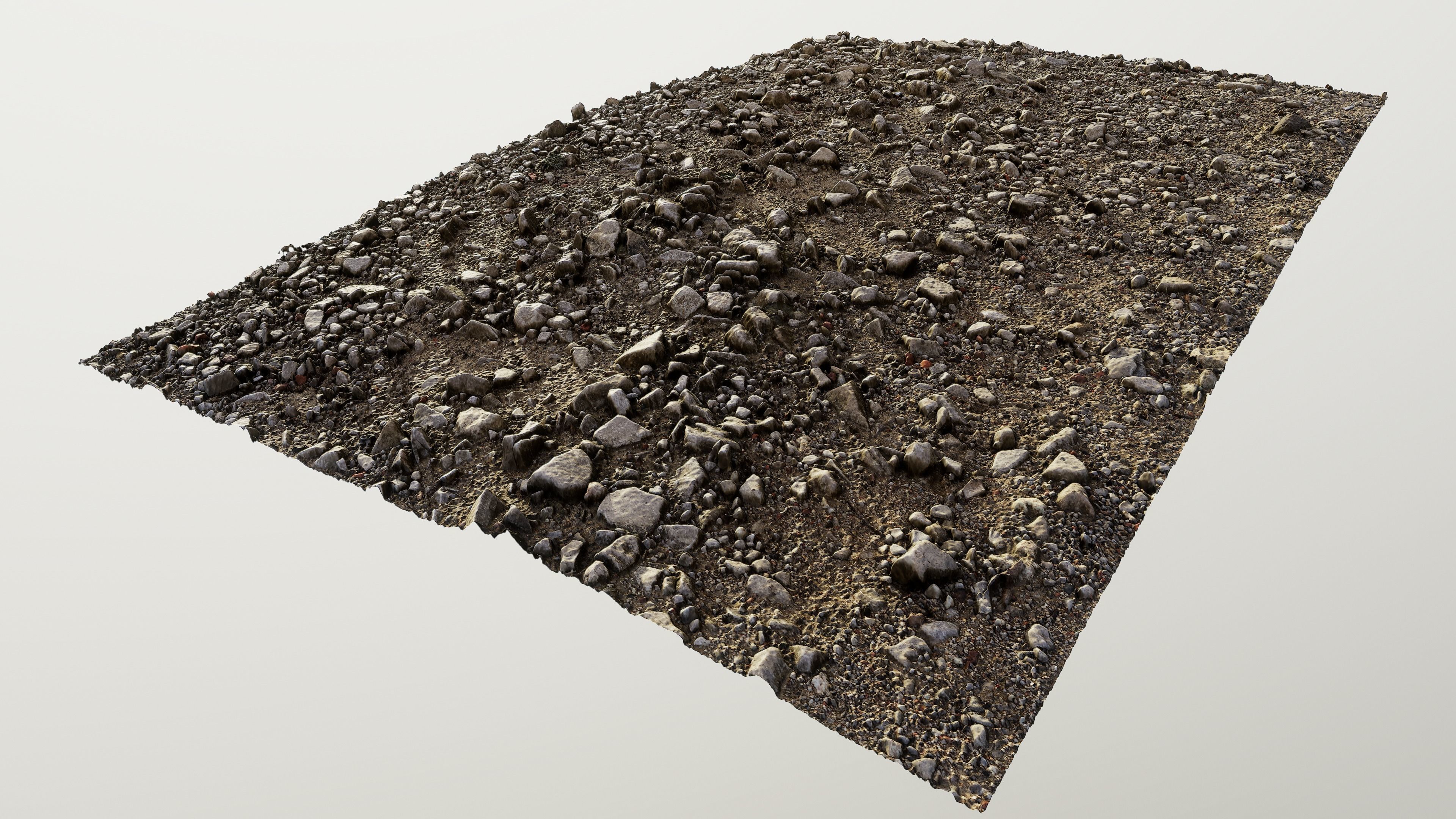 Pebble soil photoscanned 3D model_1