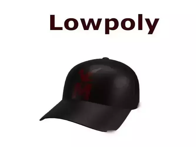 Black Leather Baseball Cap with Eagle and the Letter M Lowpoly