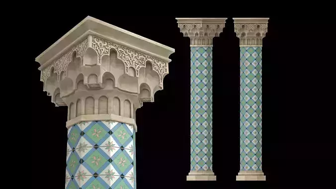 Muqarnas Column Head  Moroccan moorish Arabic Style 3D model