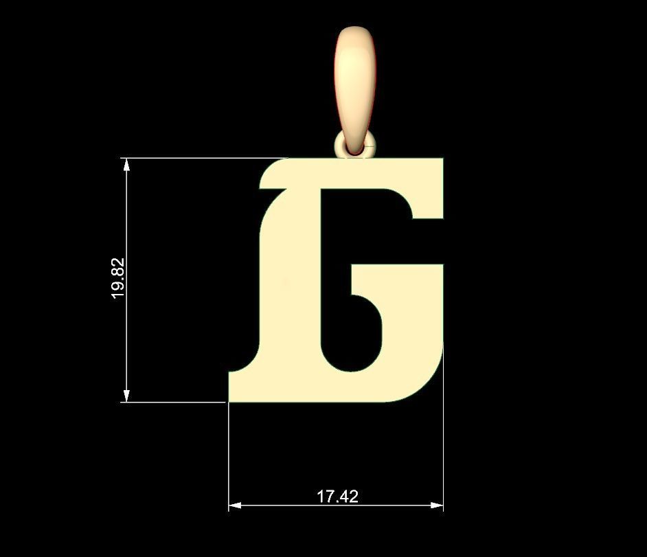 Initial Letters Pendant Cempaka Reguler G 3D print model_4
