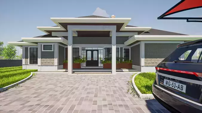 Bungalow Interior And Exterior Model