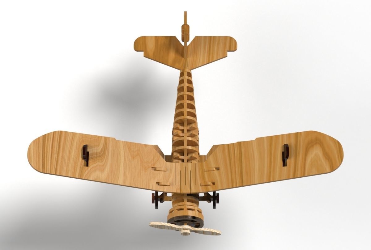 Japanese Wooden Model Plane  Ki-Gu-Mi 3D print model_3
