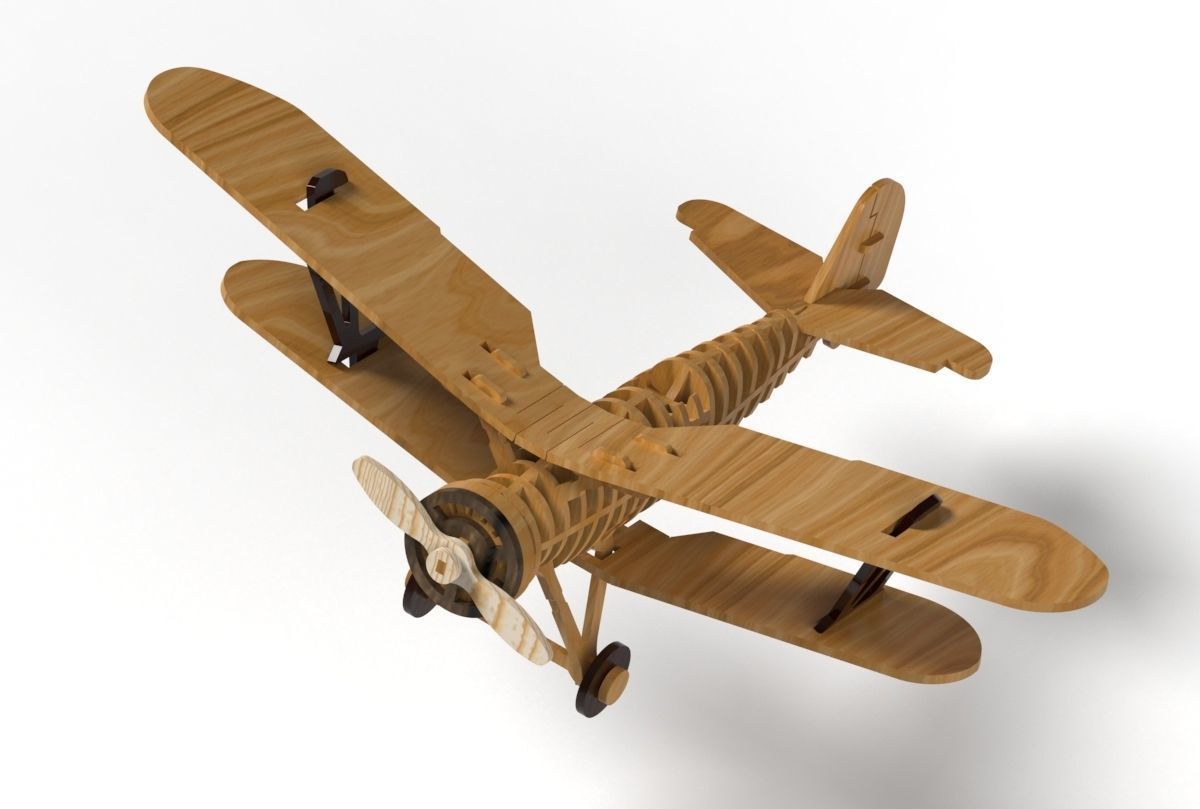 Japanese Wooden Model Plane  Ki-Gu-Mi 3D print model_8