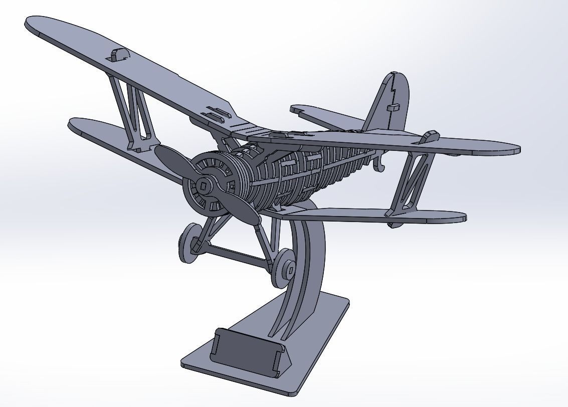 Japanese Wooden Model Plane  Ki-Gu-Mi 3D print model_5