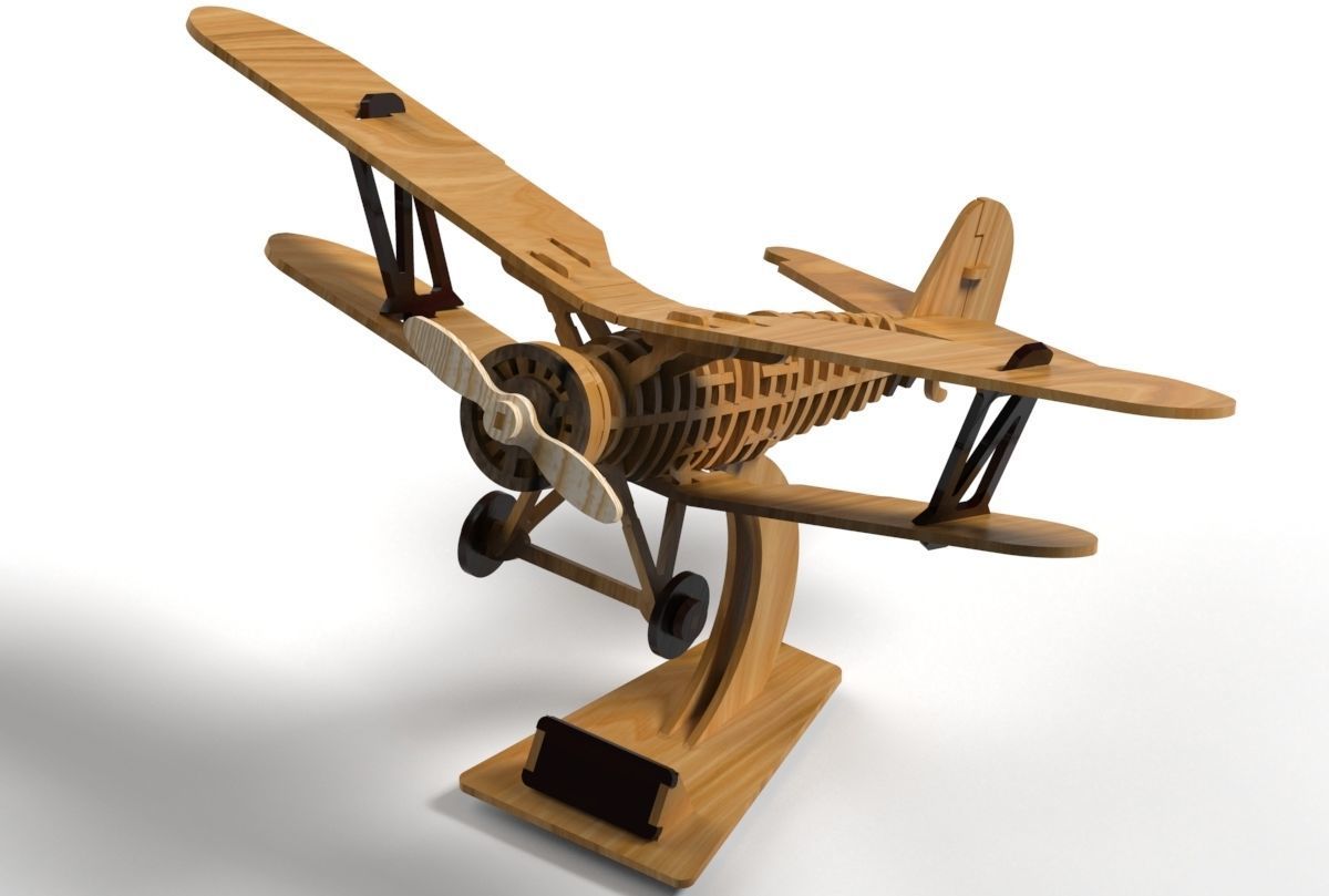 Japanese Wooden Model Plane  Ki-Gu-Mi 3D print model_6