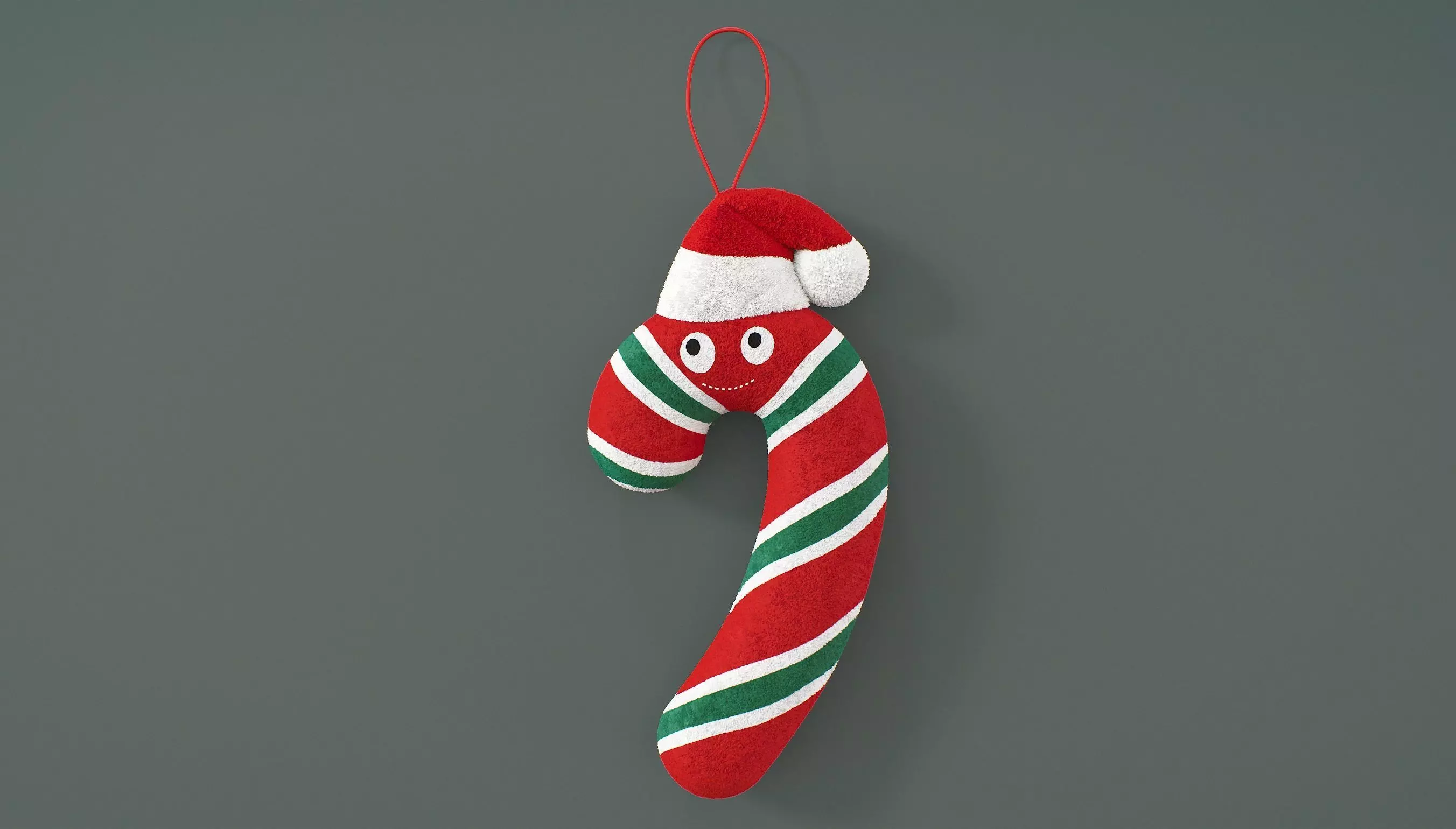 Kidrobot Yummy World Candy Cane Plush Ornaments Red 3D model_0