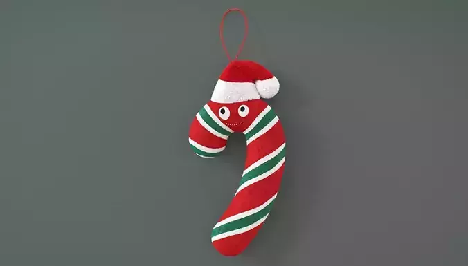 Kidrobot Yummy World Candy Cane Plush Ornaments Red 3D model
