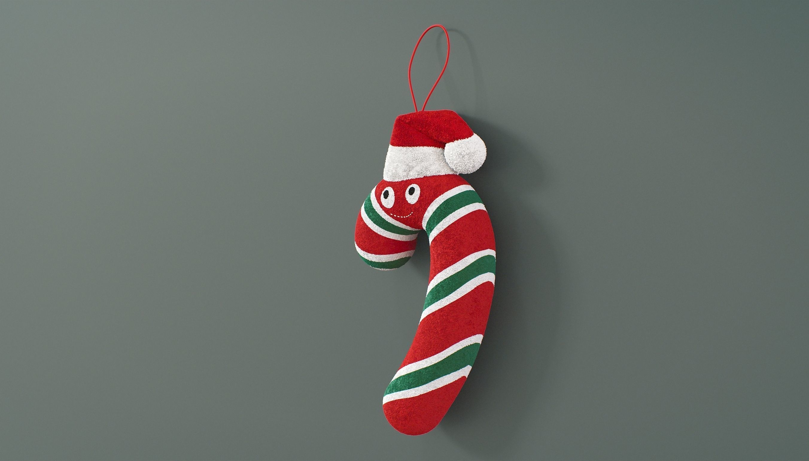 Kidrobot Yummy World Candy Cane Plush Ornaments Red 3D model_4