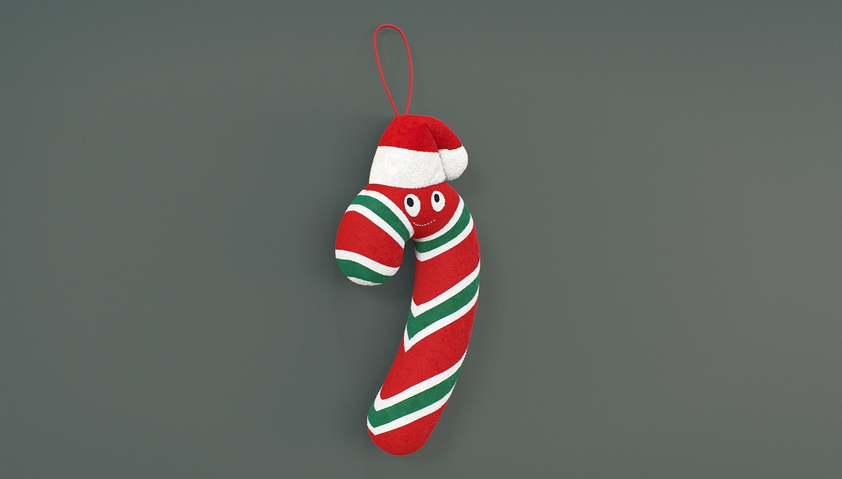 Kidrobot Yummy World Candy Cane Plush Ornaments Red 3D model_2