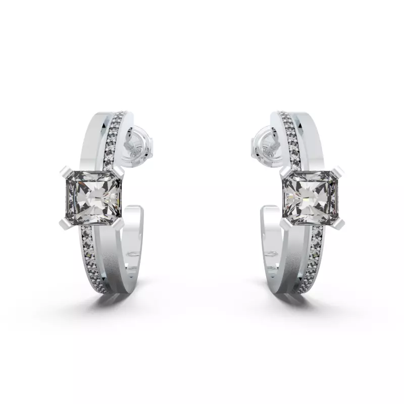 EARRING-298-JEWELRY hoop earrings gold - rhodium plated - swa... 3D print model