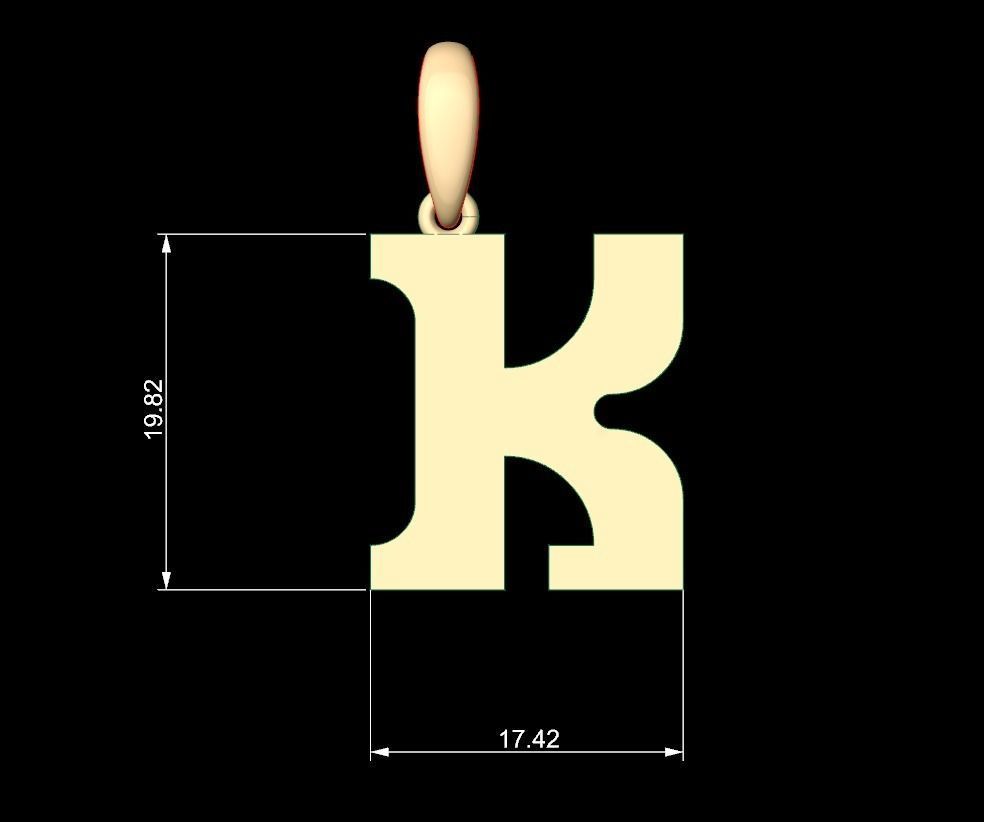Initial Letters Pendant Cempaka Reguler K 3D print model_5