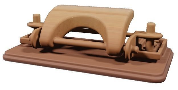Wooden Punching Machine Toy Low-poly 3D model_1