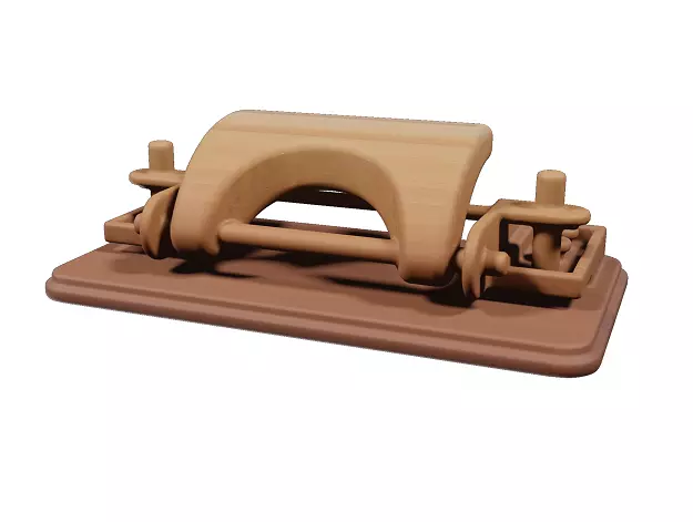 Wooden Punching Machine Toy Low-poly 3D model_0