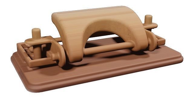 Wooden Punching Machine Toy Low-poly 3D model_2