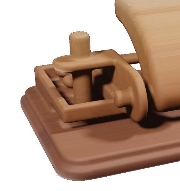 Wooden Punching Machine Toy Low-poly 3D model_3