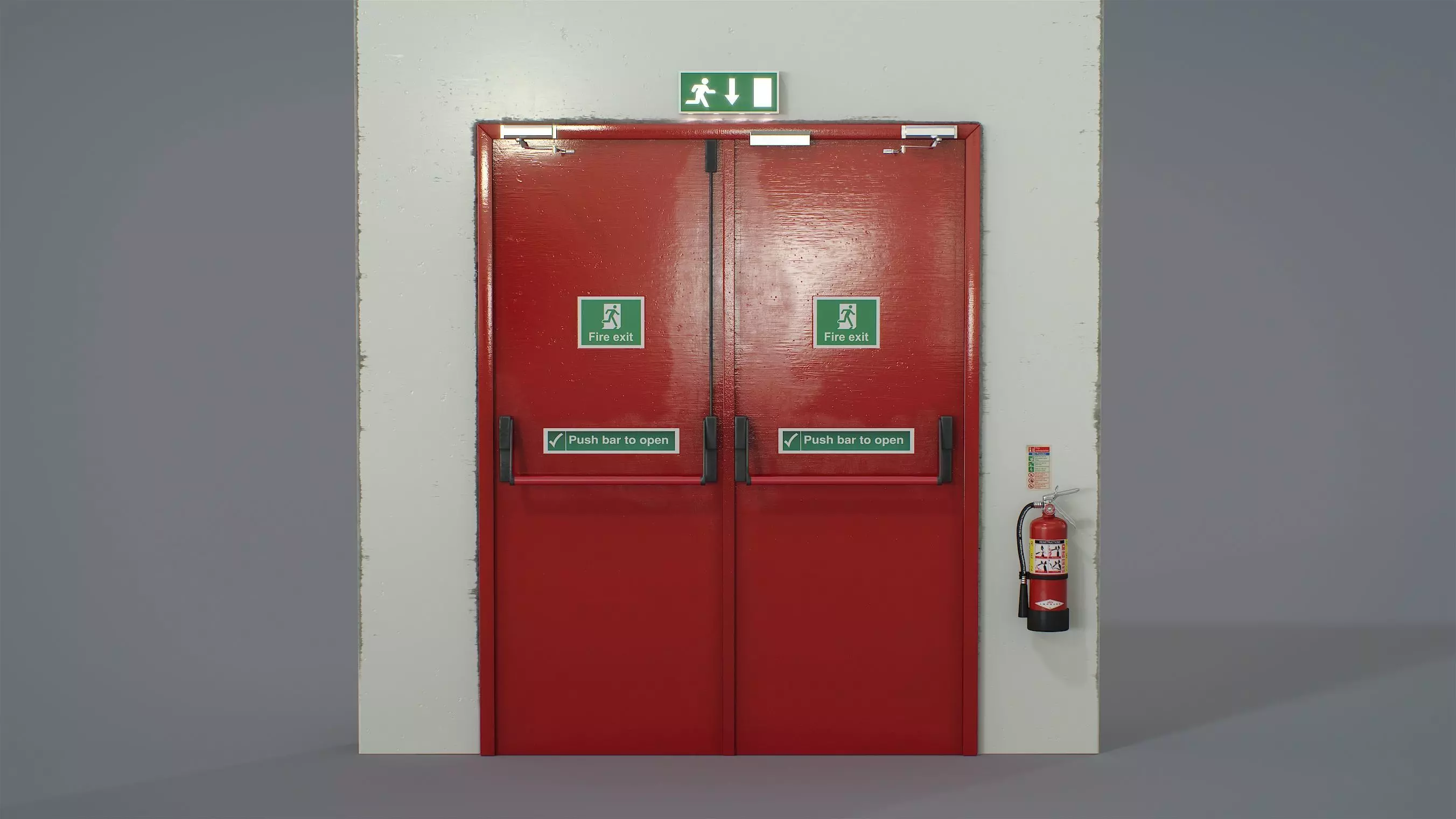 Double Fire Exit Doors Red 3D model