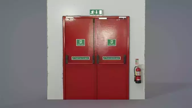 Double Fire Exit Doors Red